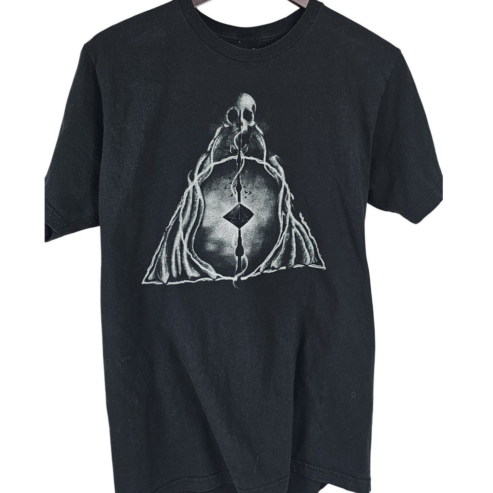 Harry Potter‎ Mens Deathly Hallows Skull Graphic T-Shirt Black Large Cotton